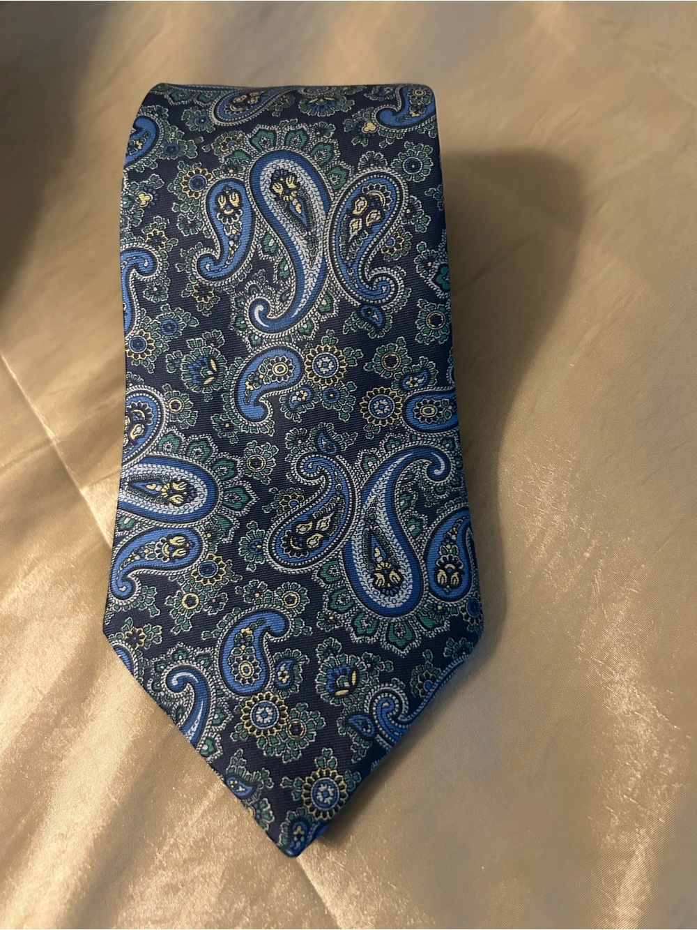 Navy Blue Paisley 100% Silk Tie - Men's Formal Accessory Henry Marks